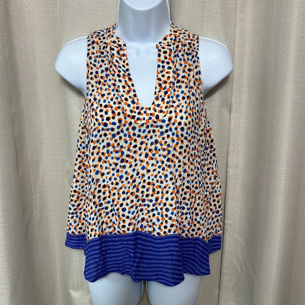 Maeve Enna Sleeveless V-Neck Pullover Tank Top Women's Size 0 Dots Stripes